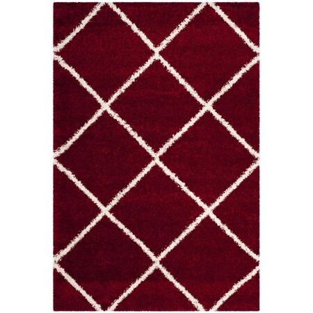 Safavieh 11 x 15 ft. Hudson Shag Power Loomed Rectangle Area Rug; Red & Ivory SGH281R-1115